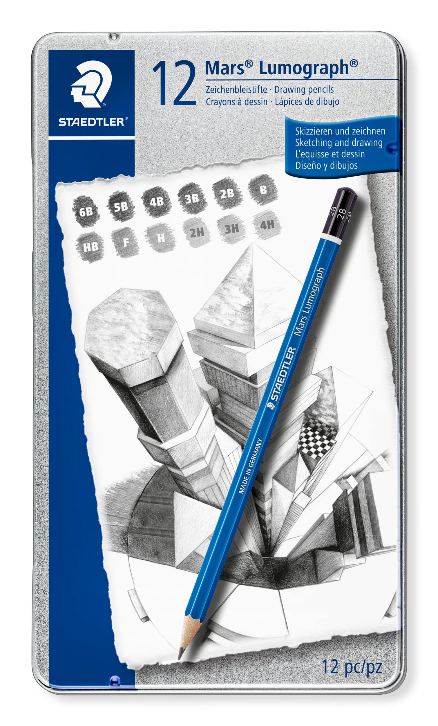 

Карандаш STAEDTLER 6B 5B 4B 3B 2B B HB FH 2H 3H 4H Mars Lumograph Writing Drawing 12 Твердость Набор 100 G12