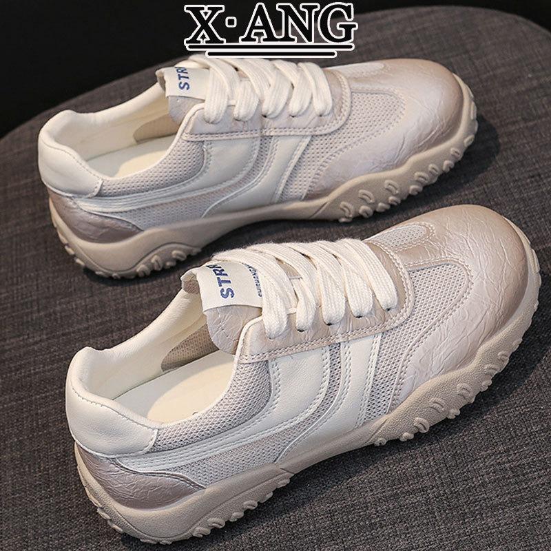 Leather mesh breathable women's summer new soft-soled lightweight casual sports shoes