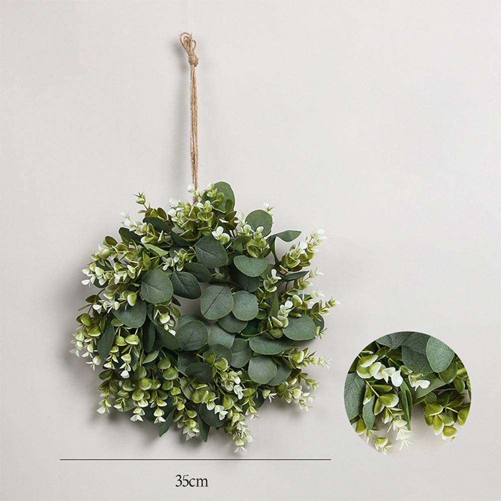 

Искусственный пластиковый венок из эвкалиптовых листьев, дверная висячая гирлянда, свадебный декор 35cm