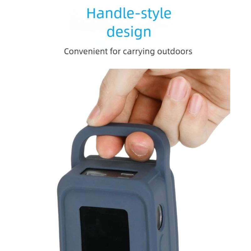Portable Silicone Cover With Carrying Handle And Nonslip Bands For 27650mAh Mobile Power Protections Sleeve