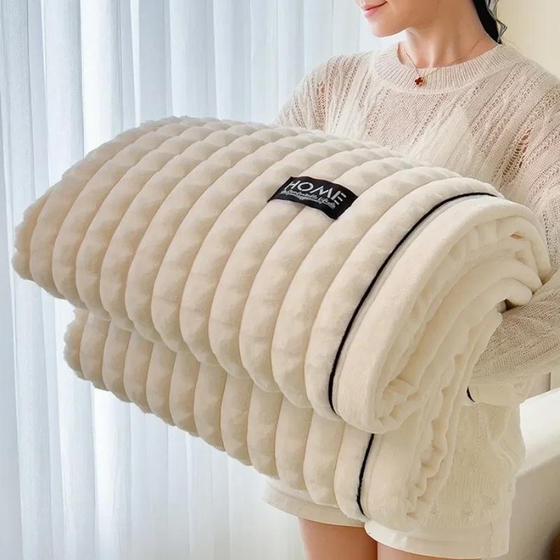 2025 New Class A Gold Mink Cut Grid Multi-functional Blanket Office Nap Blanket Milk Fleece Shawl Car Small Blanket