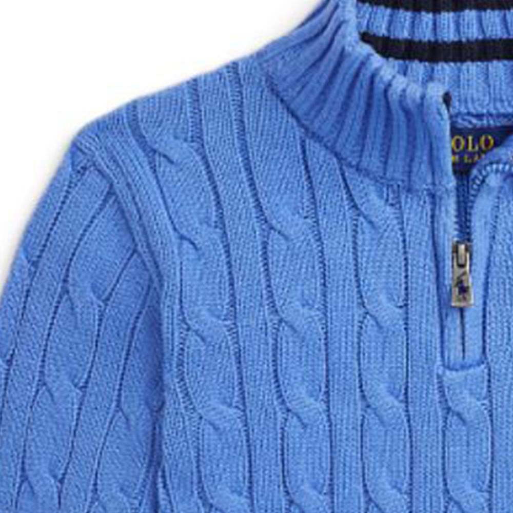 Polo Ralph Lauren Striped Mock Neck Pullover Logo Slim Fit Long Sleeve Sweater Kids sweater Blue CWPOSWEB6820493-400