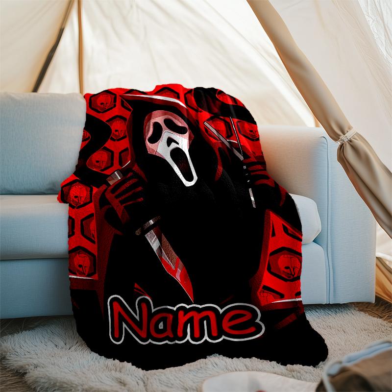Personalized Custom Name Blanket - Ghostface Print Design,Blanket for Sofa,Bed,Travel,Camping - Soft and Warm, Great Gift