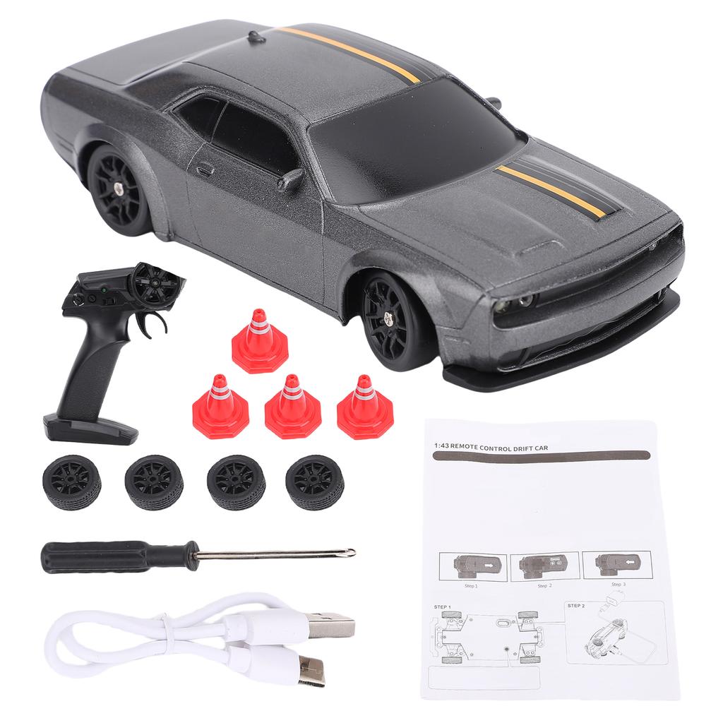 1:43 RC Drift Car, 2.4GHz Remote Control Drift Racing Car, High Speed 4WD Electric Toy Car with LED Lights for Kids and