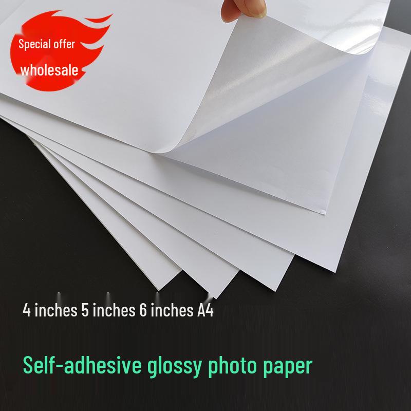 6-Inch Self-Adhesive Photo Paper: A4, 4x6, 5x7, A7 Sizes, Inkjet Compatible, Large Head Sticker Options