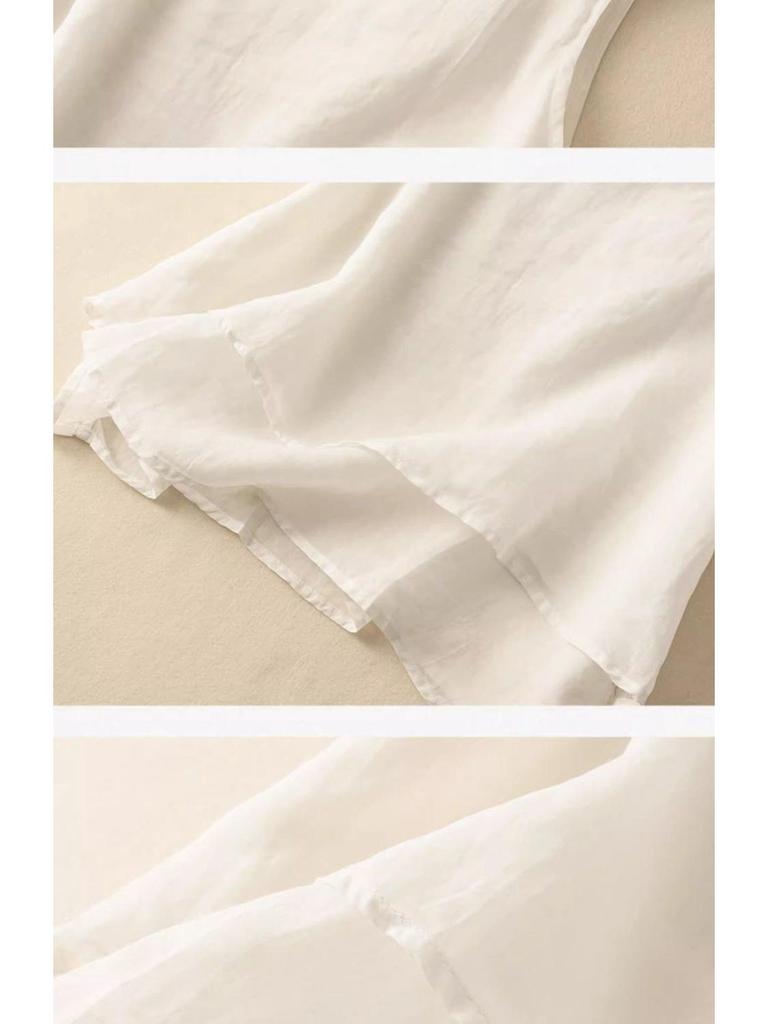 Dámská bavlněná lněná tílko nadměrné velikosti - Volný střih Retro minimalistický design