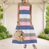 Women Plus Size Scoop Neck Sleeveless Printed A Line Maxi Dress