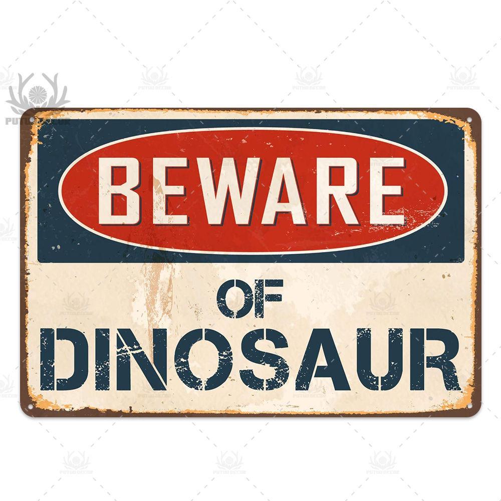 Putuo Decor Beware Vintage Tin Sign Funny Warning Danger Plaque Metal Wall Poster Painting for Room House Shop Bar Man Cave