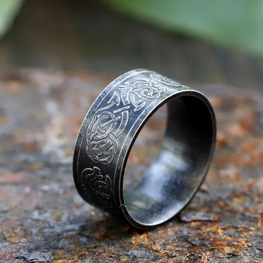 2023 NEW 316L Stainless Steel Odin Norse Viking Amulet Dragon Men Ring Jewelry for Gift Free Shipping