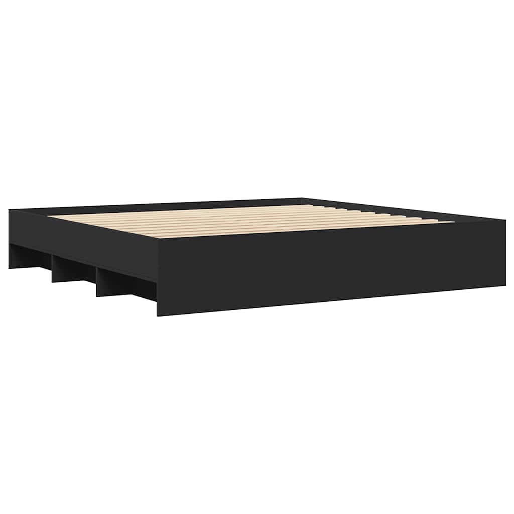 Bed Frame without Mattress Black 180 x 200 cm Engineered Wood
