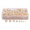 Set of 485 Bulk Natural Wooden Beads Set Assorted Sizes Round Bead with Storage Box DIY Crafts Jewelry Making Supplies