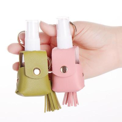 1pc 30ml Disinfectant Spray Bottle Leather Case Spray Toner Portable Split Bottle Leather Case Key Chain
