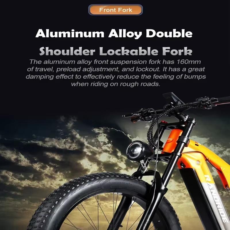 Bici elettrica RANDRIDE YX80 Motore brushless da 1500 W Batteria da 48 V 20 Ah Pneumatici larghi CST da 26 x 4,0 pollici Velocità 50 km/h Freno idraulico E bike