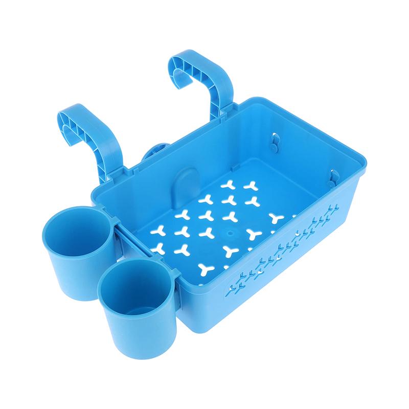 Poolside Storage Baskets With Cup Holders Fit 3-Inch Or Smaller Top Rails Pool Hanging Basket For Above Ground Pool