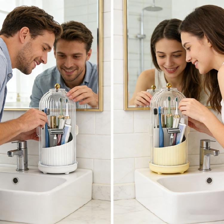Support de brosse à dents stable et antidérapant offrant une fonction rotative et un couvercle pour la sécurité familiale