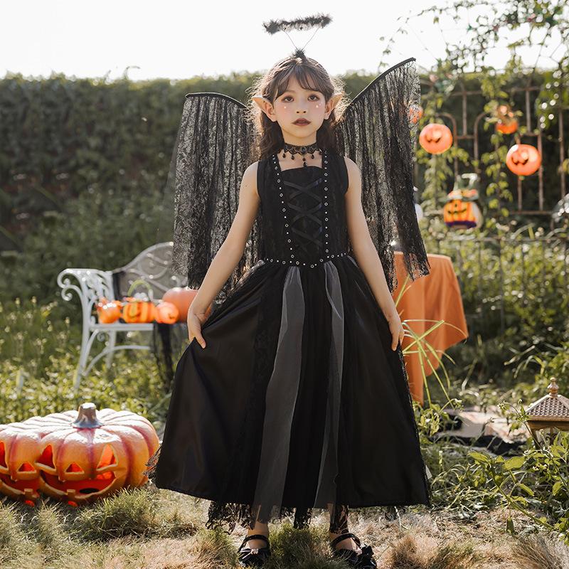 Halloween children's costume angel demon vampire cosplay night elf children's dress girl