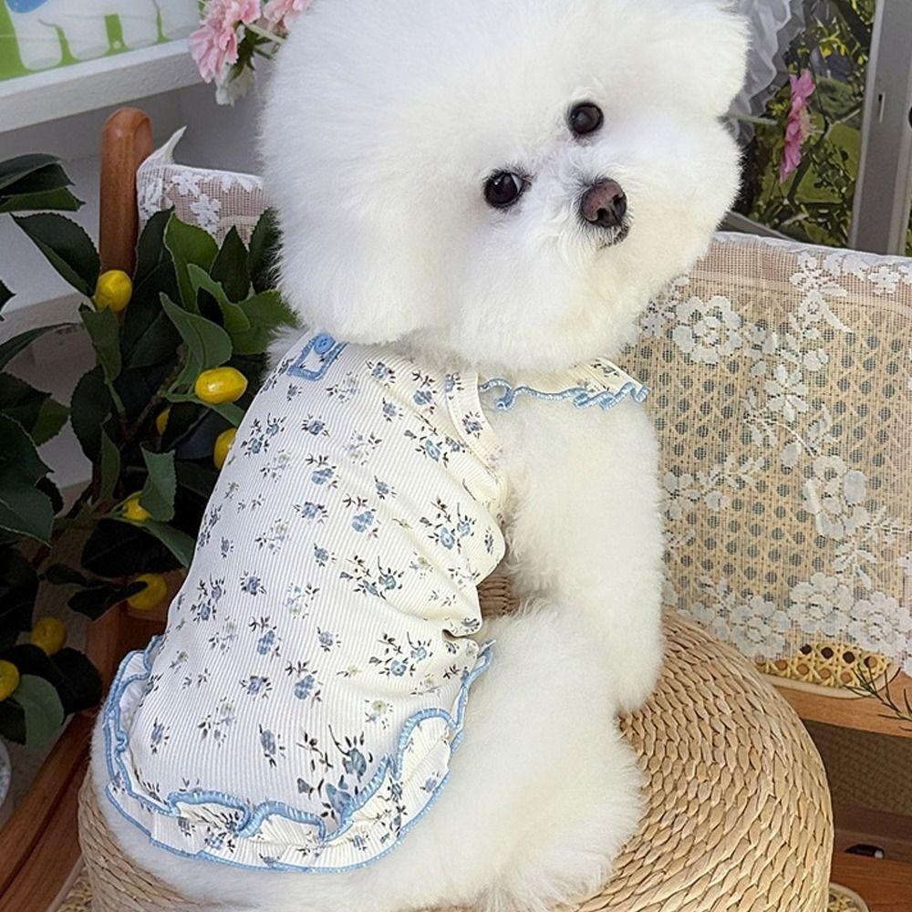 Pet Costumes Summer Thin Pet Floral Dress Sleeveless Comfortable Dog Skirt Breathable Puppy Sweatshirt Four Seasons