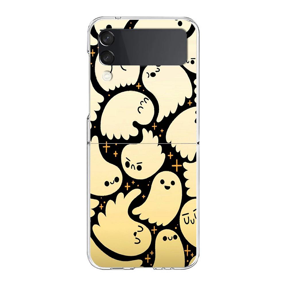 

Phone Cover For Samsung Galaxy Z Flip 6,5,4 Case Transparent For Samsung Z Flip,3 Hard PC Foldable Shell Cartoon Ghost Capas Bag Z Flip 6