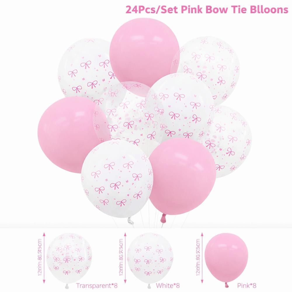 

30pcs/set 12 Inch Pink Bow Balloons Transparent Sequins Latex Balloon Reusable Wedding Decoration Balloon 10inch