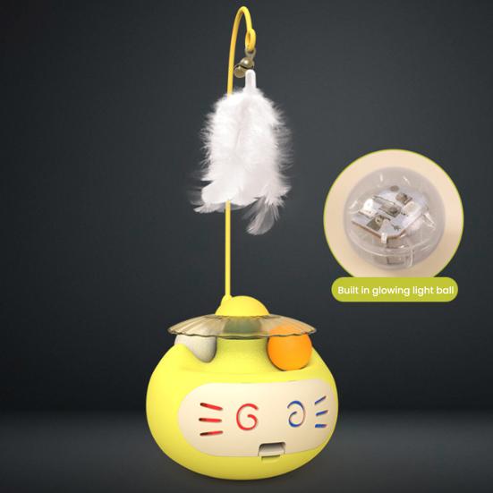 Wobbling Cat Toy Interactive Cat Wand Toy with Feathers Bells Catnip Ball Track Ball Toy for Cats Anxiety Relief Solo Entertainment