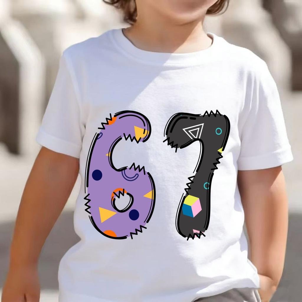 Tops Italian Brainrot 67 Meme T-Shirt Girls/Boys Building Block Ice Cream Reindeer Christmas Gift T-Shirt Kawaii Kids Clothes