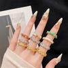 Dripping Oil Flower Brushed Medieval Open Ring Retro Court Style Niche Design High-End Ring Woman
