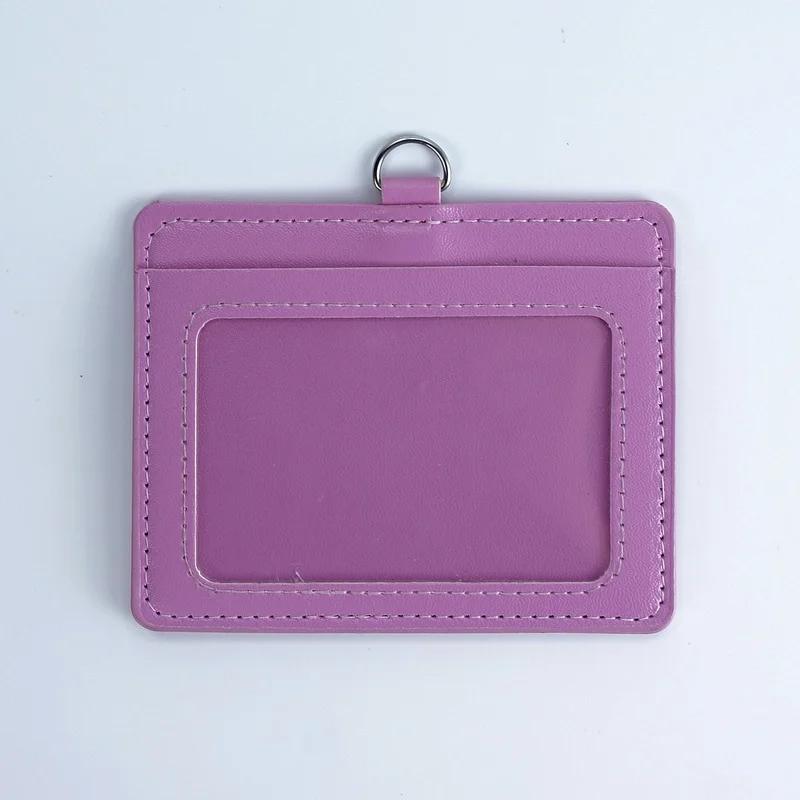PU Leather ID Card Holder Horizon Style Student ID Pass Cover School Office Exhibition Badge Holder Porta Credencial Id Card