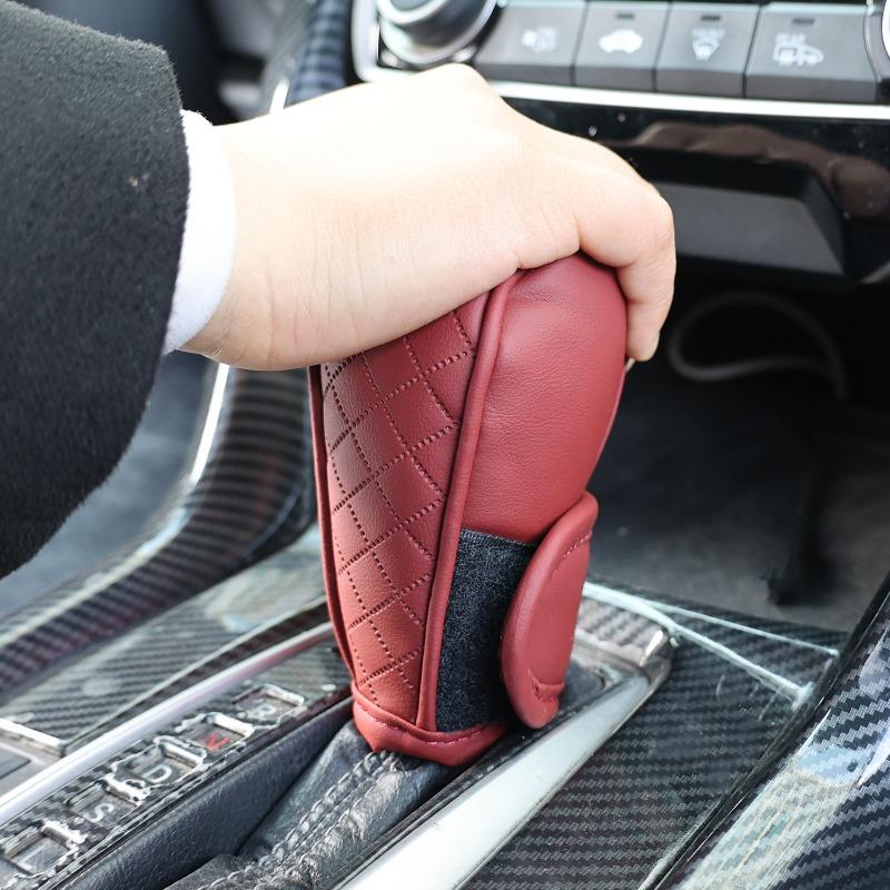 Universele Auto Versnellingspook Beschermhoes Leer Ademend Rundleer Versnellingspook Beschermhoes Koolstofvezel Patroon Auto Interieur