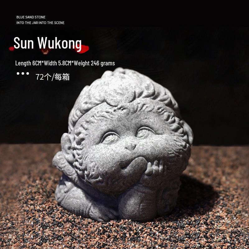 Statue de Bouddha en grès chinois - Décoration pour jardin intérieur et aquarium