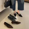 French Retro Suede Pointed Toe Thin Heel Mary Jane Single Shoes Women's 2025 Autumn New Commuter Kitten and Evening Shoes