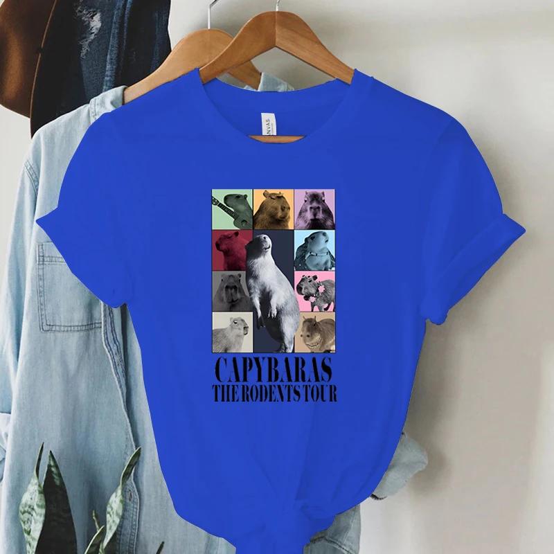 Funny Capybara Womens TShirt The Rodents Eras Tour Meme Graphic T Shirt Tops Summer Vintage Fashion Short Sleeve Women Tshirt