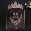 Luxury Tiara Earrings Necklace Shiny Rhinestone Bridal Crown Crystal Headdress  Bridal Wedding