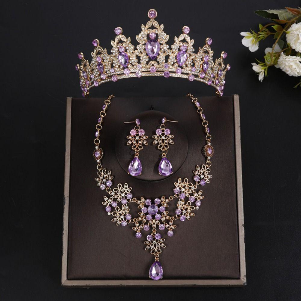 Glänzende Brautschmucksets Barockstil Strass Brautkrone Kristall Kopfschmuck Braut Hochzeit