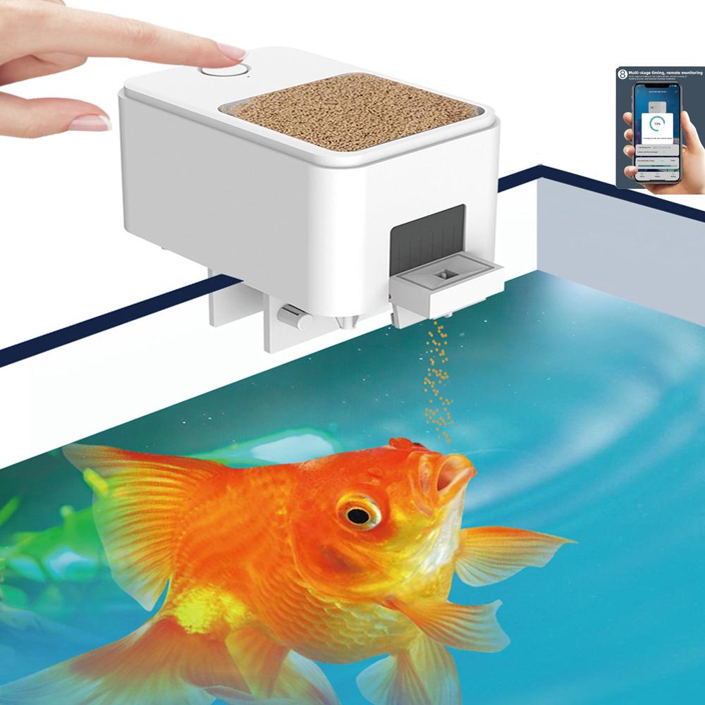 100ML Large Capacity Fish Feeder Mobilephone APP Control WiFi Intelligent Timing Automatic Feeder Aquarium Goldfish Feeder