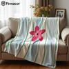 Stripe Hibiscus Flower Cartoon Anime Print Flannel Blanket Soft Warm Throw for Kids Bedroom Sofa Bed Christmas Office Car