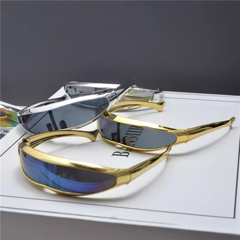Lunettes de soleil Punk Rétro Fonctionnelles Anti-vent Laser Lunettes de soleil Alien Cool Lunettes de soleil Résistantes aux UV Lunettes de soleil Cyclisme/Photographie de rue