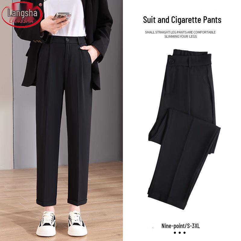 Langsha Women s High-Waist Straight Leg Ankle Suit Pants 2XL