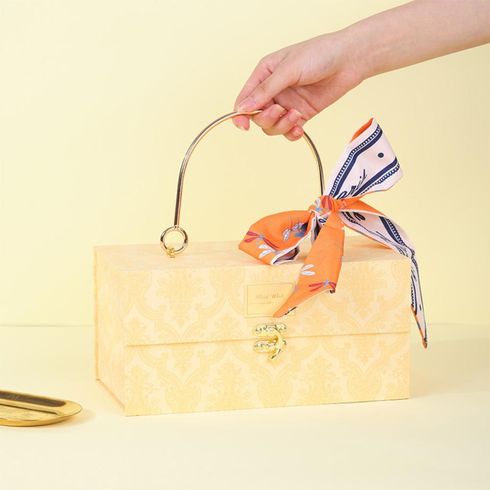 Dacron Mid-Autumn Festival Gift Box Scarf Headband Floral Skinny Scarf Women