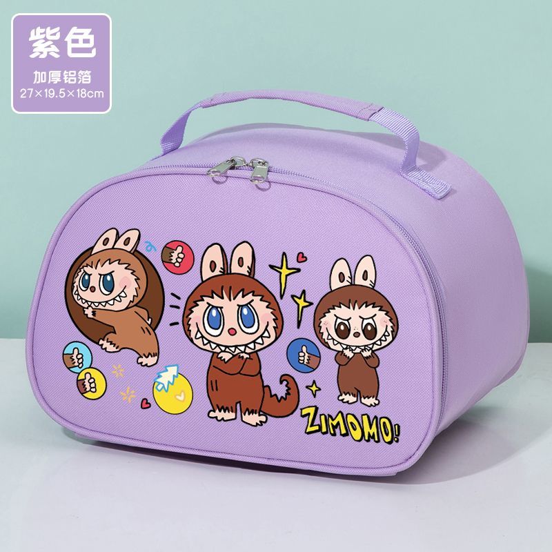 Labubu Thickened Aluminum Foil Bento Bag Student Lunch Box Bag Large-capacity Hand-held Insulated Bag