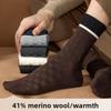 Men's Wool Socks for Autumn and Winter, Cashmere Mid-calf Socks, Wool Warm and Antibacterial Long Calf Socks
