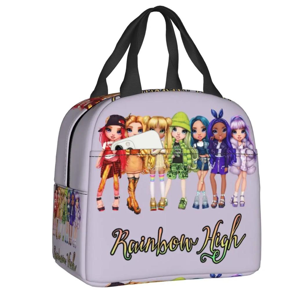 Rainbow High Isolierte Lunch-Tragetasche für Damen Sunny Madison Tragbare Kühltasche Thermische Lebensmittel-Lunchbox Outdoor Camping Reisen