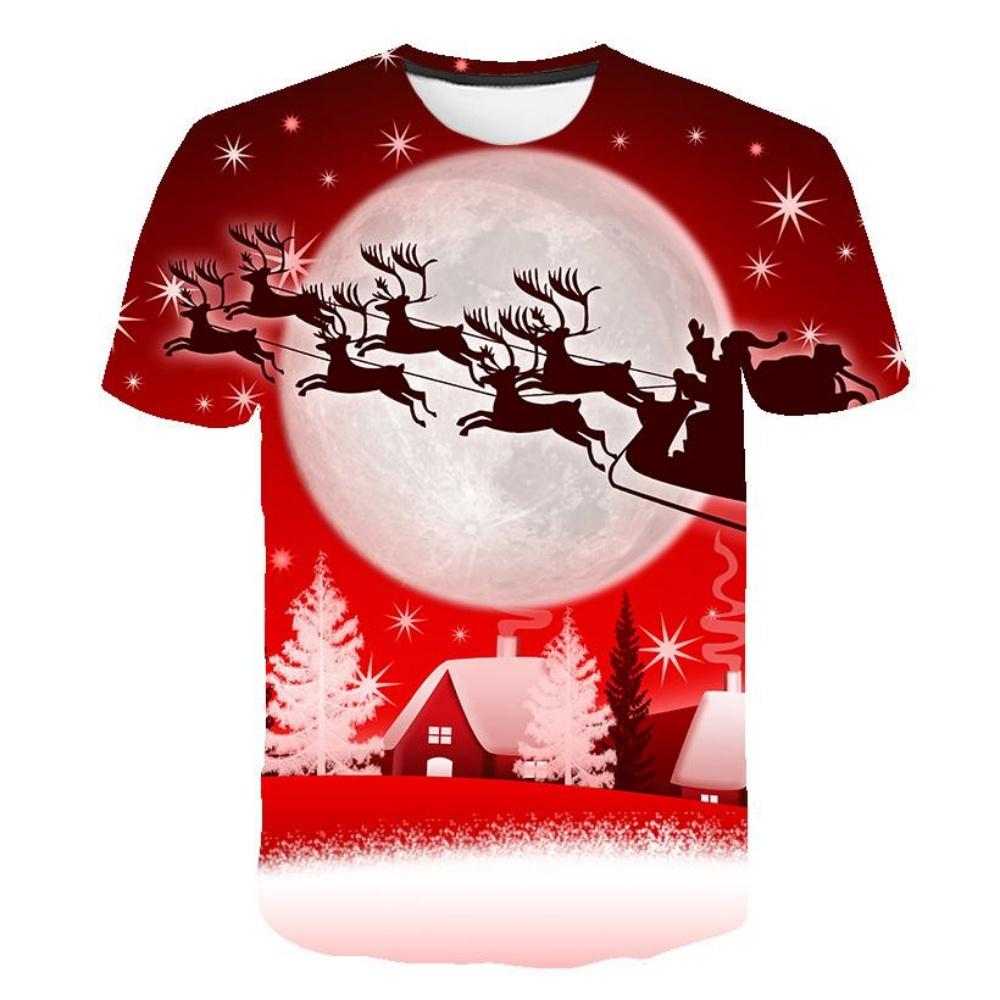 Snowman Santa Claus 3D Print Kids T Shirts Christmas Summer T Shirt Fashion Boys Girls Round Neck Tshirt Tops