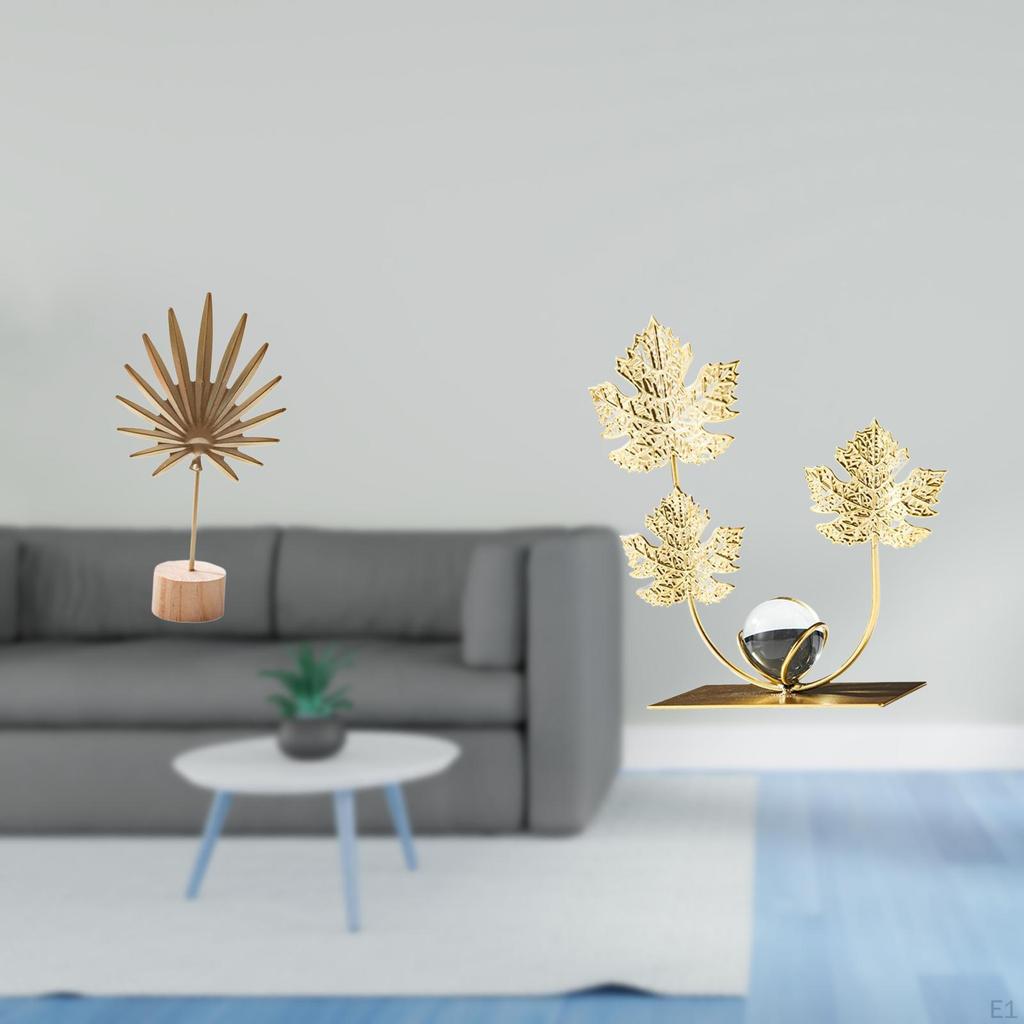 Nordic Creative Metal Sculpture Figurine Abstract Ornament for Table Party Home Decor Leaves Statue