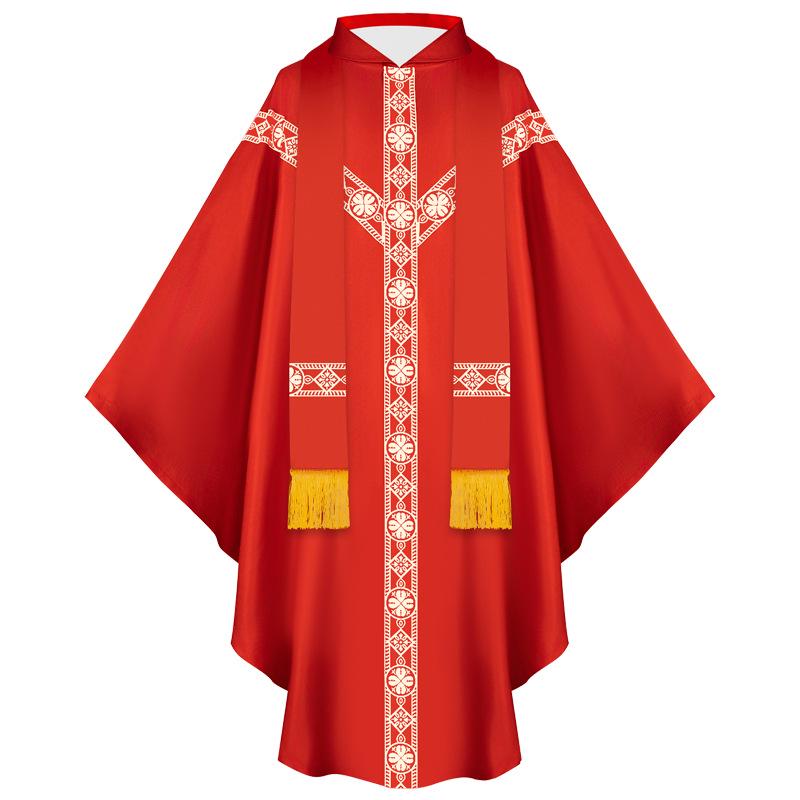 Medieval Halloween Priest Cloak with Tassels: Cosplay Long Robe Costume