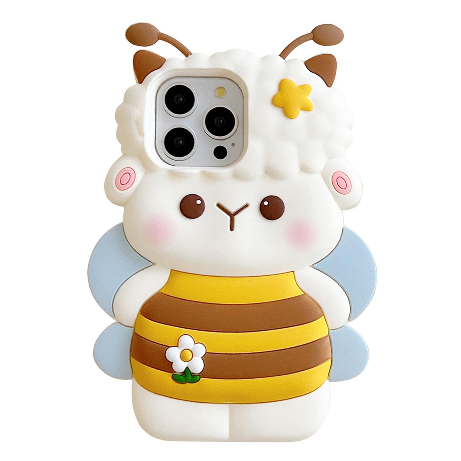 

For iPhone 16 Pro Max Silicone Case Bee Sheep Design Shockproof Phone Back Cover As Shown A