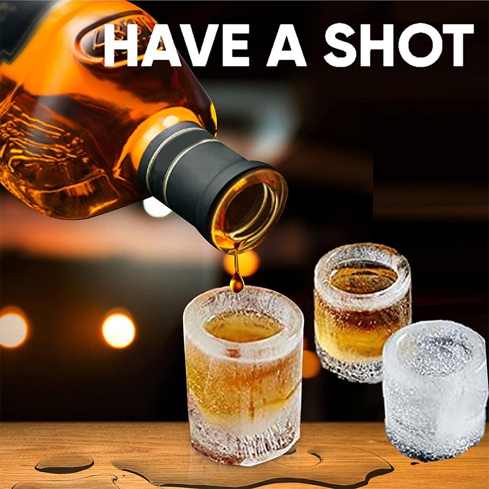 4 Cavities Silicone Shot Glass Ice Molds Reusable Whiskey Ice Cube Trays for Freezer Food Grade Ice Cup Tray Maker
