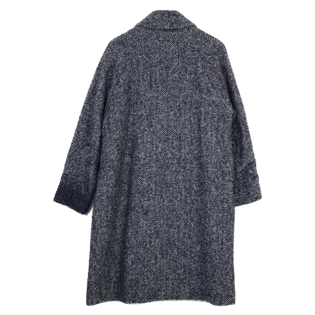 vm VFCO-9640D Gray Herringbone Chesterfield Coat Jacket O NavyUsed