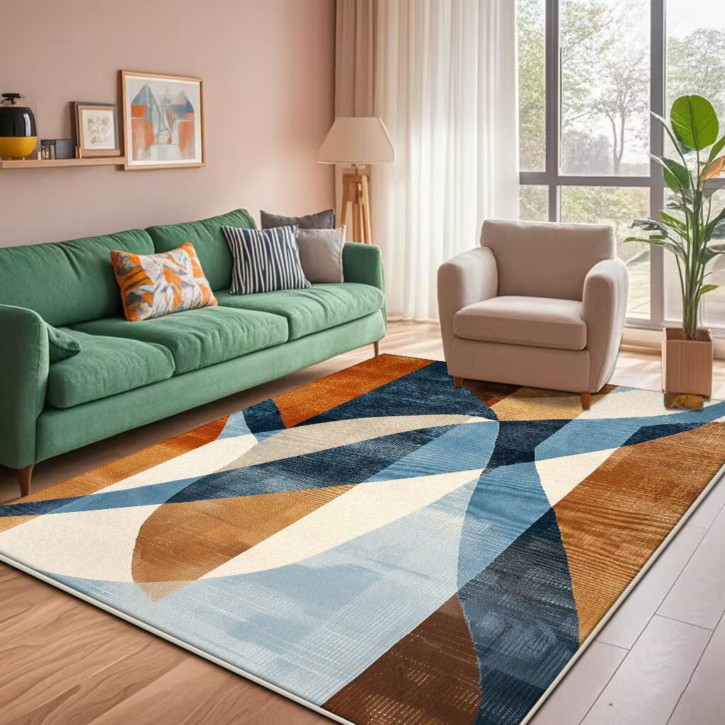 Modern Geometric Large Rugs for Living Room Decoration Nordic Style Home Carpet Light Luxury Bedroom Rug Non-slip Washable Mat
