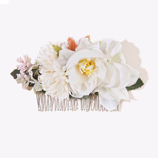 Atemberaubender Braut-Hochzeits-Haarkamm mit Blumen-Blätter-Dekor, Haarspange, handgefertigte Kopfbedeckung, Haarschmuck für Mädchen