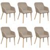 Day and Night - Day and Night Dining Chairs 6 Pcs Fabric and Solid Oak Wood Beige